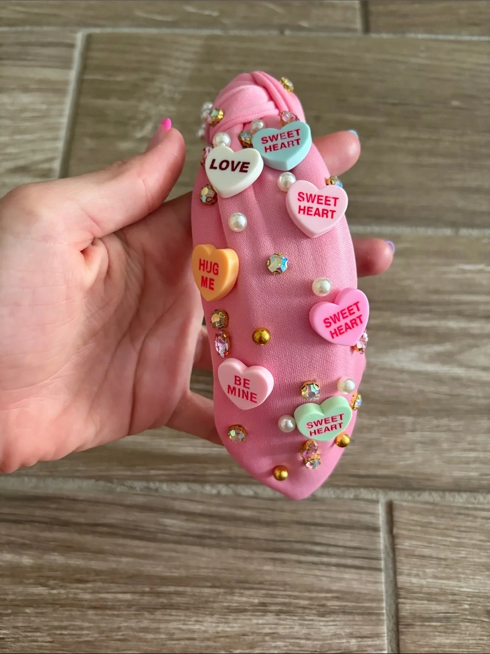 Pink Beaded Kids Knot Headband